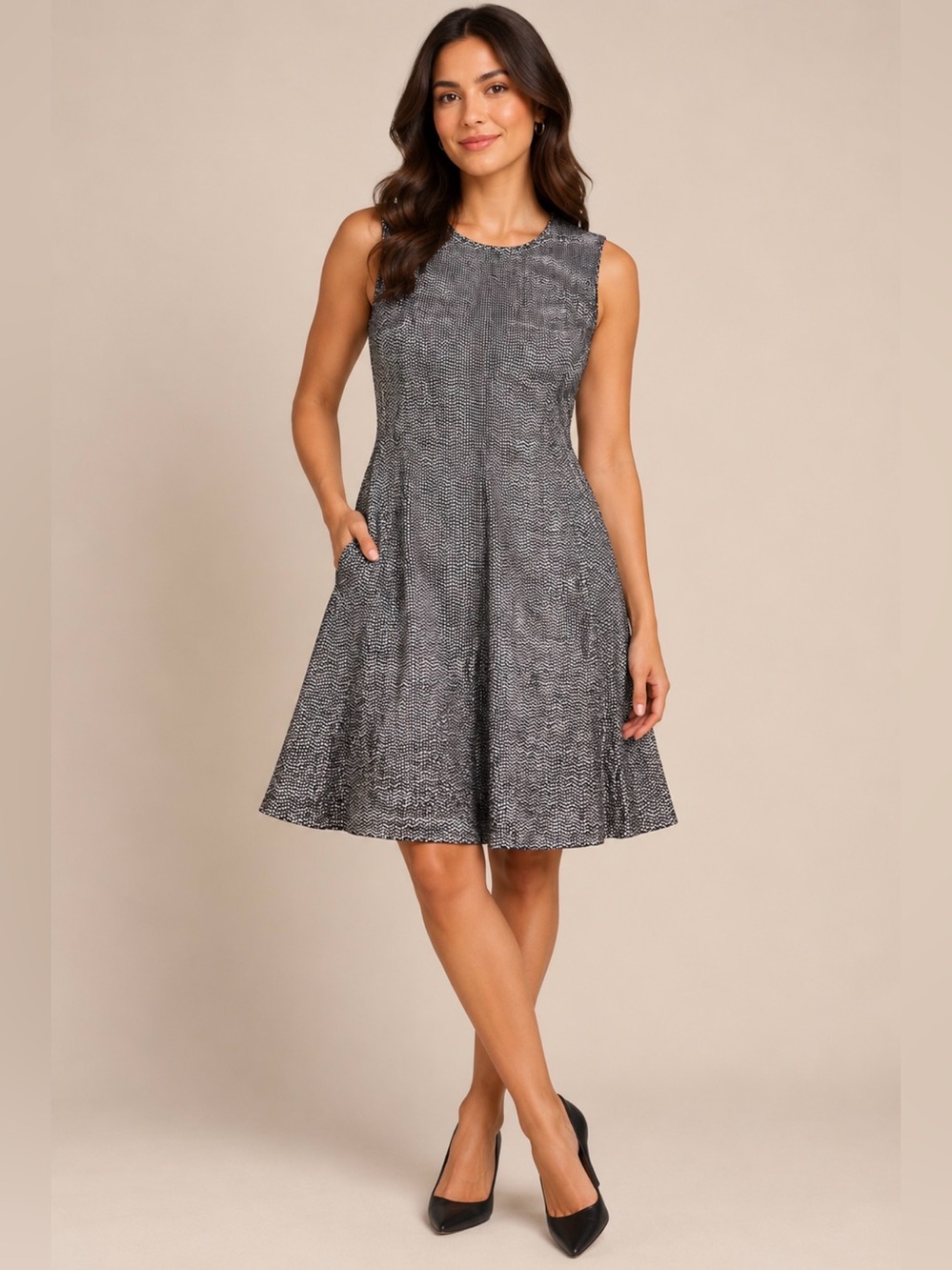 NWT Bebe Metallic Silver Fit & Flare Party Dress M